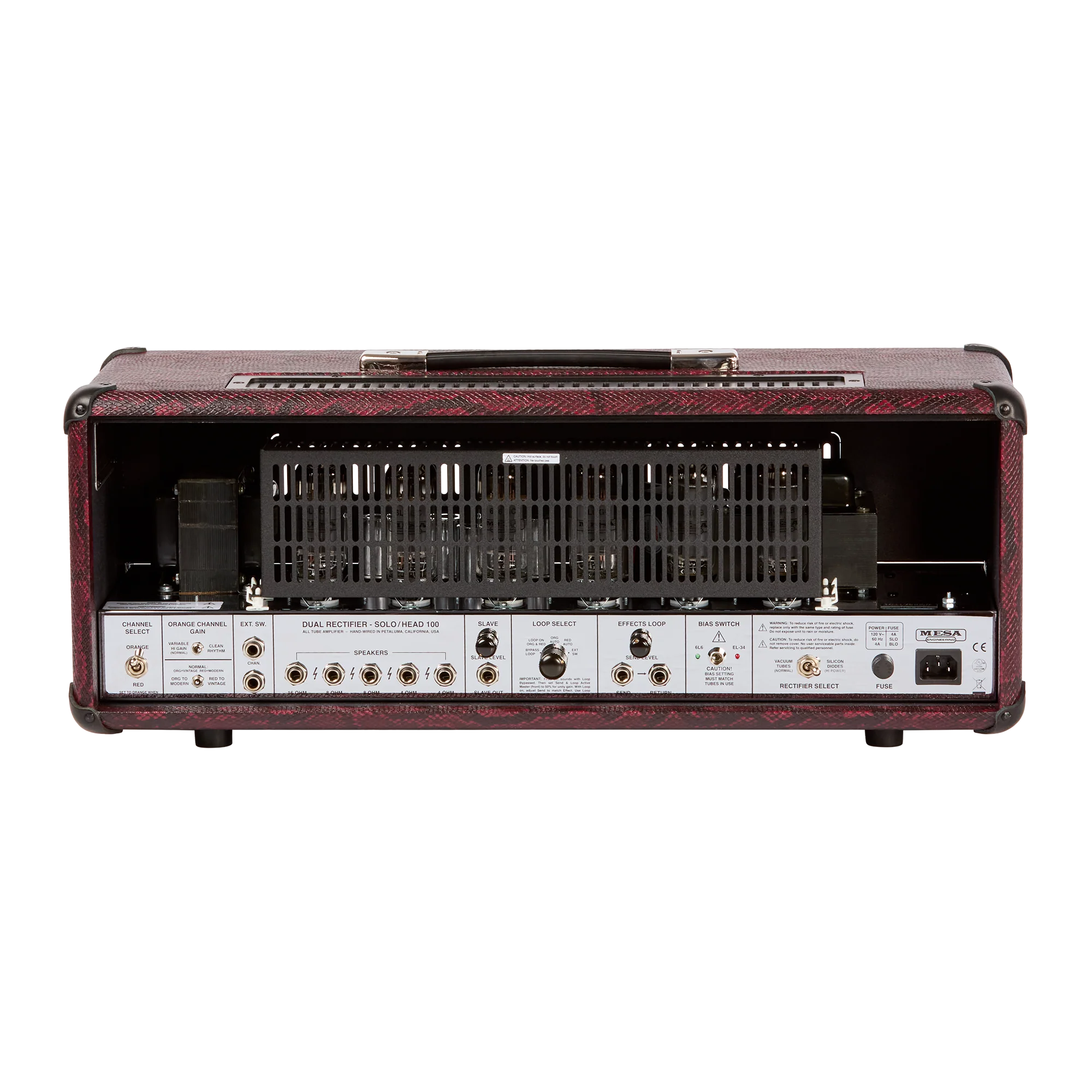 Mesa/Boogie Custom Configured 90s Dual Rectifier Head, Burgundy Python - Image 2