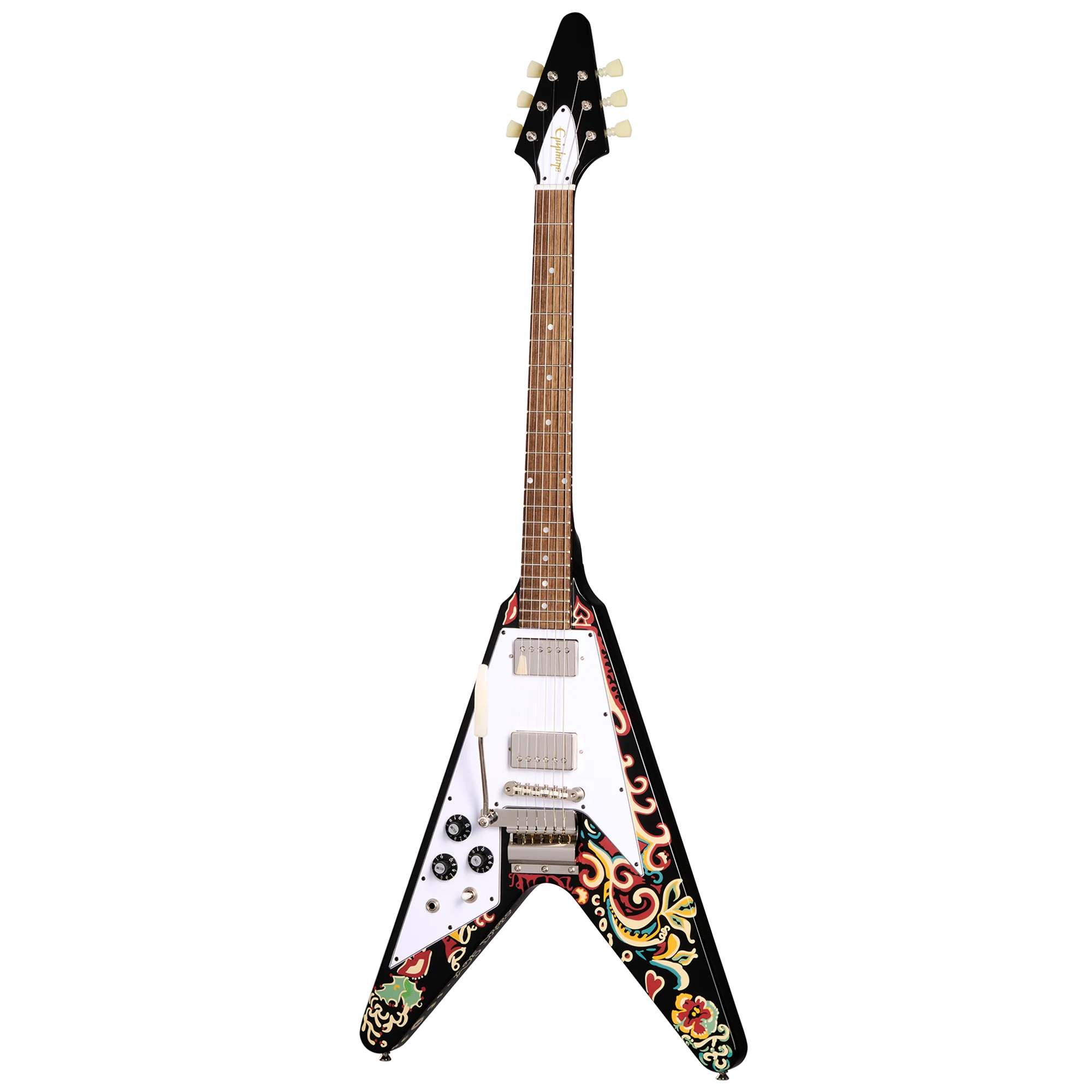 Epiphone Inspired by Gibson Custom Jimi Hendrix™ "Love Drops" Flying V, Left-Handed, Ebony - Image 3