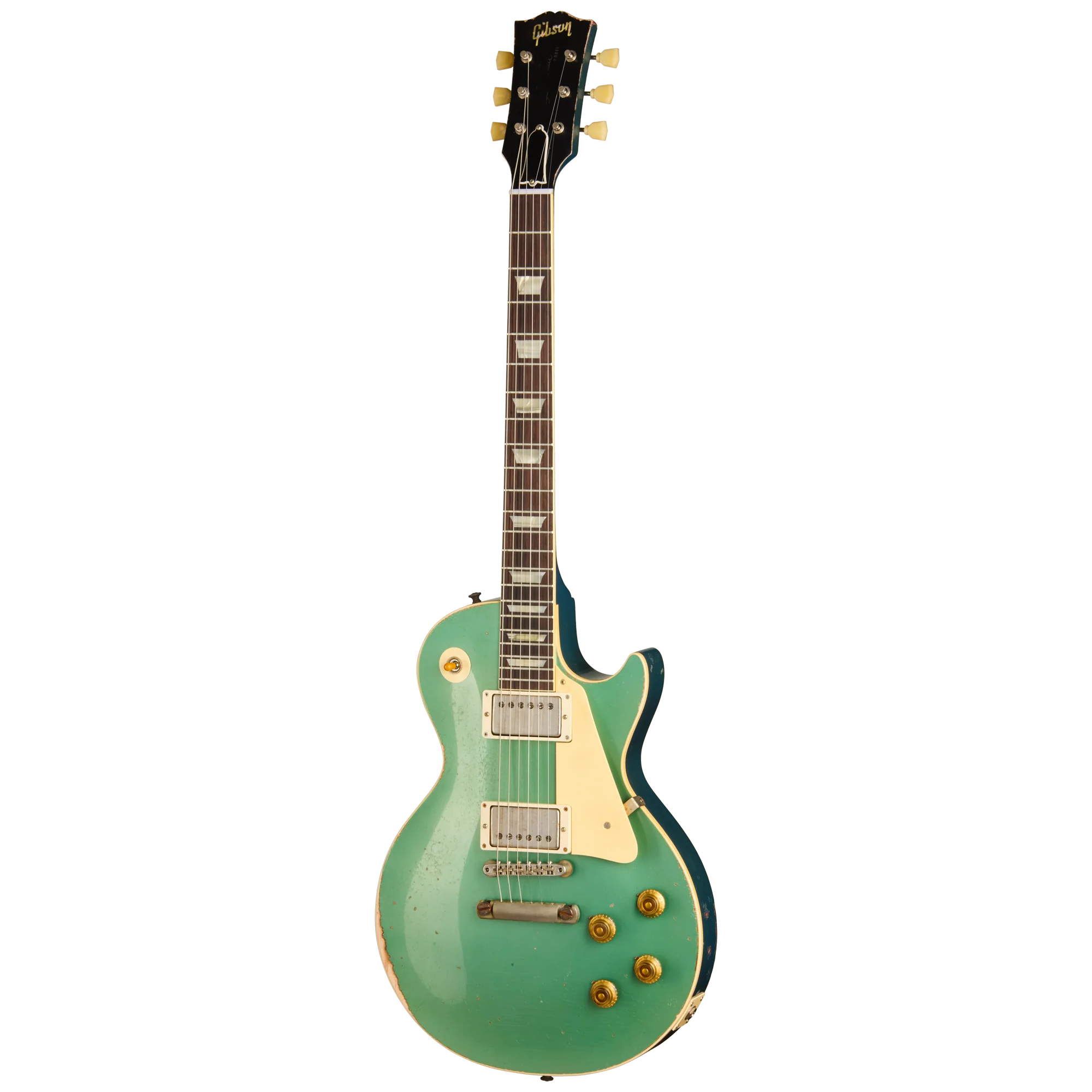 Gibson Custom 1957 Les Paul Standard Reissue, Ultra Heavy Aged, Inverness Green and Pelham Blue Over Goldtop - Image 3
