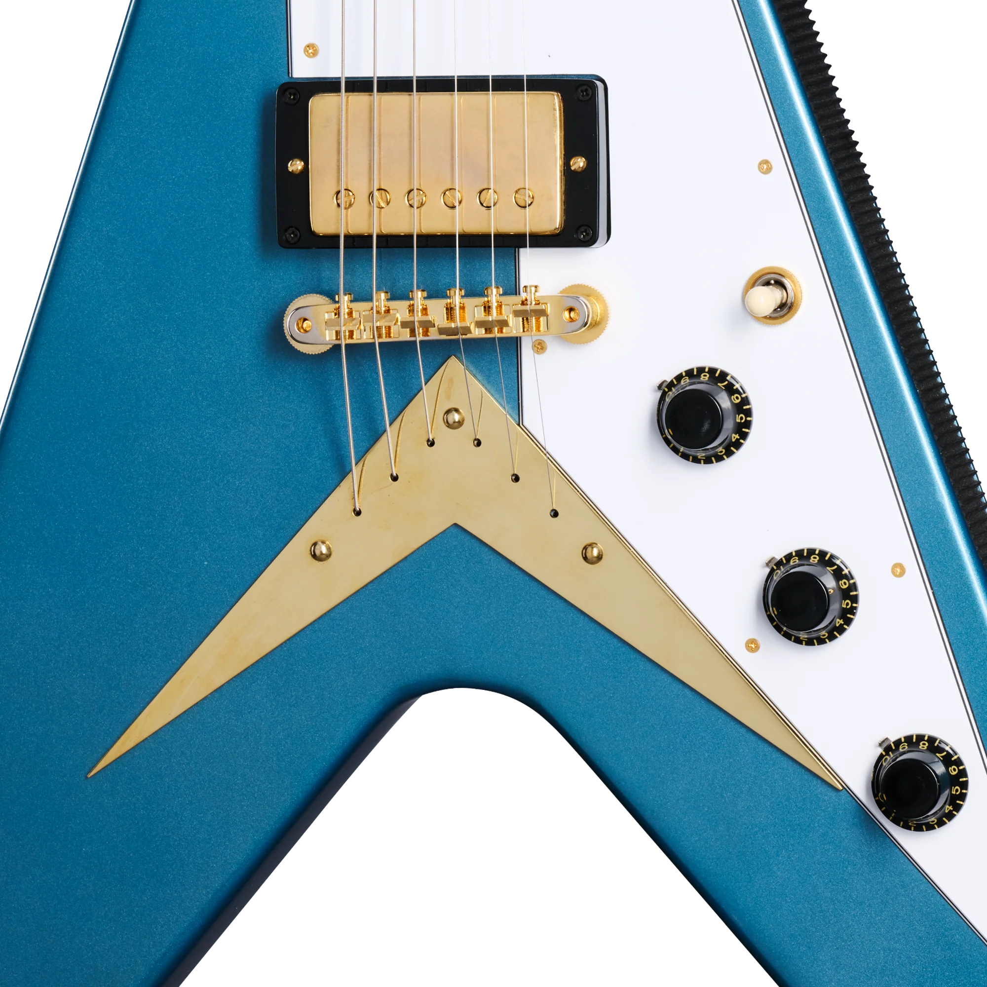 Gibson Custom 1958 Korina Flying V (White Pickguard), Exclusive, Antique Pelham Blue VOS - Image 5